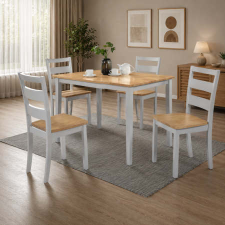 Set de sufragerie 1+4, stejar natural/gri deschis, LORAM [1]