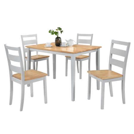 Living - Set de sufragerie 1+4, stejar natural/gri deschis, LORAM