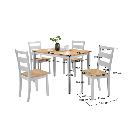 Set de sufragerie 1+4, stejar natural/gri deschis, LORAM [2]