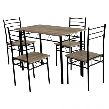 Set de sufragerie 1+4, stejar sonoma/negru, MAKO [5]