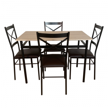 Set de sufragerie 1+4, stejar Sonoma / negru / maro, NAREN [2]