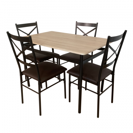 Set de sufragerie 1+4, stejar Sonoma / negru / maro, NAREN [1]