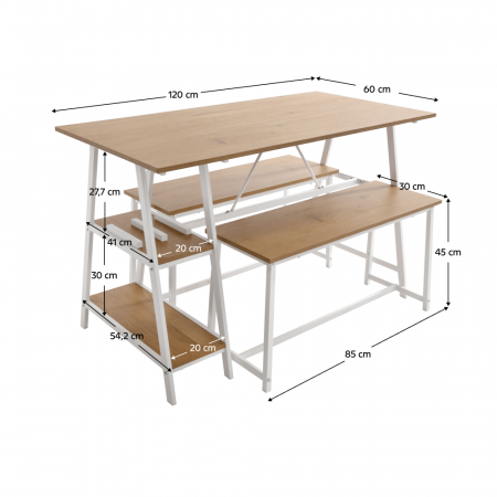 Set dining 1+2, stejar / alb, ZAFAR [10]