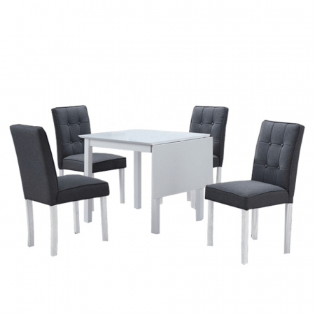 Seturi masa +scaune dining - Set dining cu masă pliabilă, alb / gri, BJORK NEW 1+5
