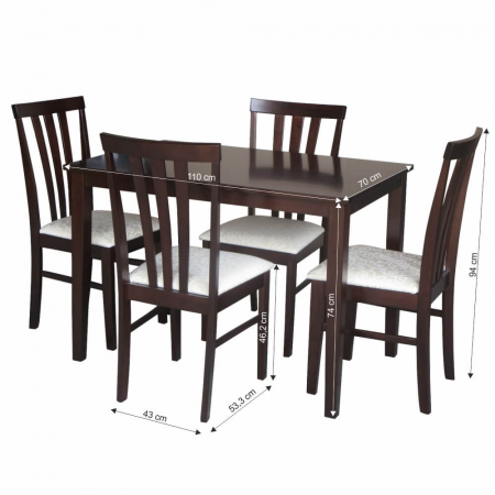 Set dining, wenge/material textil crem, LESLIE NEW 1+4 [1]