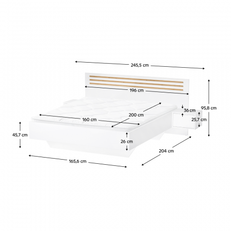 Set dormitor, alb/stejar artisan, 160x200, FLORENS [2]