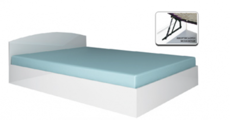 Set dormitor Dulap 150 cm cu soft close+Pat 160/200 cu somiera rabatabila si saltea +2 noptiere alb lucios [3]