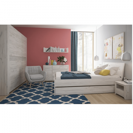 Seturi dormitoare complete - Set dormitor, (dulap, pat 160x200, 2x noptieră), alb craft, ANGEL