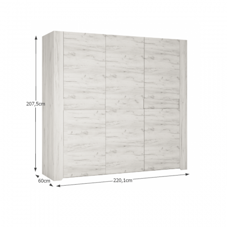 Set dormitor, (dulap, pat 160x200, 2x noptieră), alb craft, ANGEL [1]