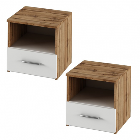 Set dormitor (pat 180x200 cm), stejar wotan/ alb, GABRIELA NEW [2]