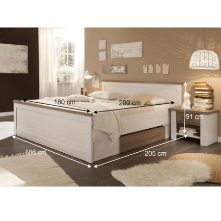 Set dormitor (pat, 2 noptiere, dulap), stejar truffle sonoma/ pin alb, LUMERA [2]