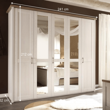 Set dormitor (pat, 2 noptiere, dulap), stejar truffle sonoma/ pin alb, LUMERA [4]