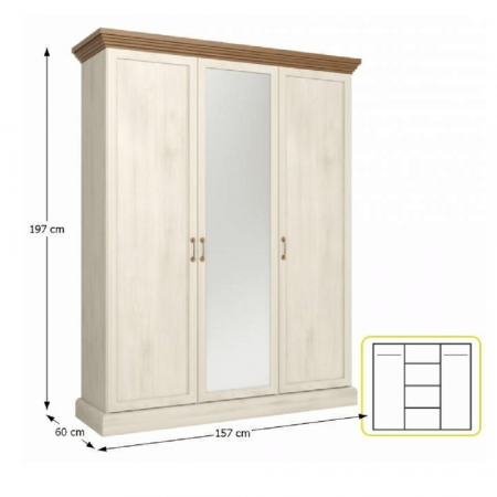 Set dormitor, pin nordic/ stejar sălbatic, ROYAL [3]
