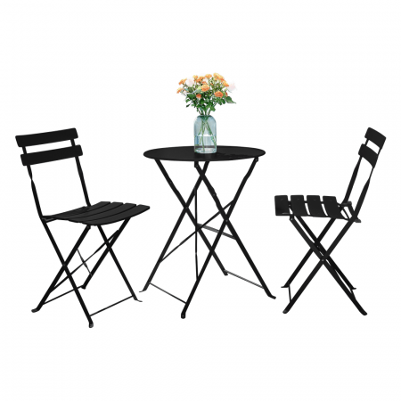 Seturi de gradina - Set grădină 1+2, negru, oţel, OBAX