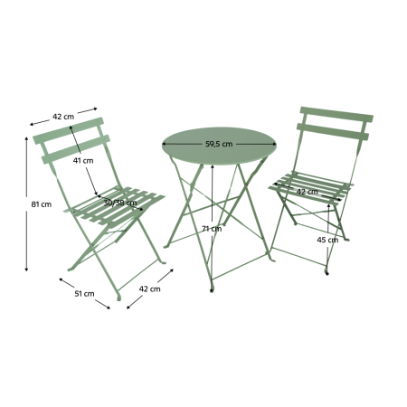 Set grădină 1+2, verde, oţel, OBAX NEW [9]