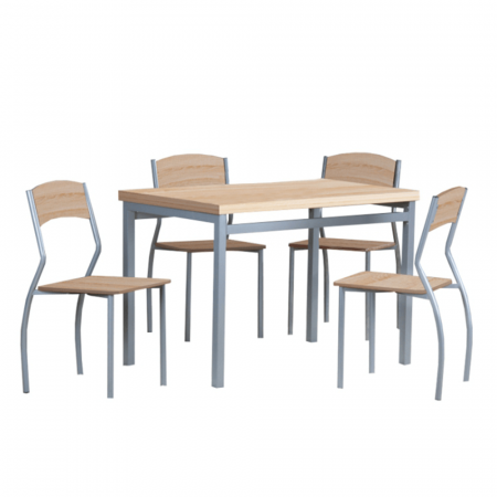 Mobilier/seturi de bucatarie - Set masa + 4 scaune din lemn , metal gri/mdf stejar sonoma
