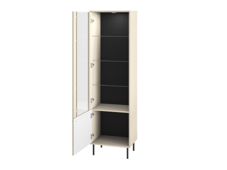 Set mobila sufragerie living , mdf/ pal casmir, usi stil riflaj cu caneluri, lumini led vitrine, soft close, abs, 2xvitrine+ comoda +raft,fara masuta cafea model deosebit [2]