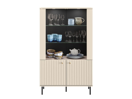 Set mobila sufragerie living , mdf/ pal casmir, usi stil riflaj cu caneluri, lumini led vitrine, soft close, abs,  2xvitrine+ comoda +raft+masa cafea, model deosebit [9]