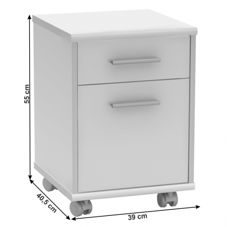 Set mobilier de birou complet , alb , dulapuri, /birou pe colt, rollbox, Bortis [5]