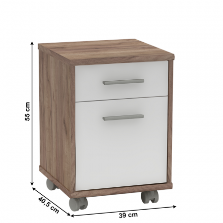 Set mobilier de birou complet ,prun inchis/alb , dulapuri, /birou pe colt, rollbox, Bortis [1]