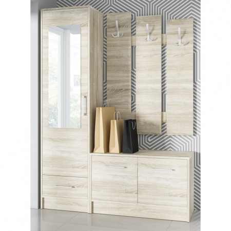 Set mobilier hol, cuier cu pantofar si dulap, stejar sonoma, 190x140x40 cm, Bortis Impex [3]
