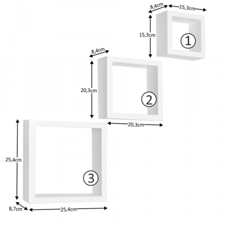 Set rafturi 3 buc, alb, KVADRO NEW DR-WS-6103 [1]