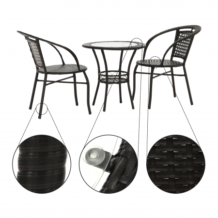 Set ratan de grădină 1+2, maro, LASAN [8]