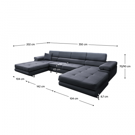 Set universal canapea, culoare gri, AMARETA U [3]