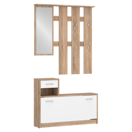 Pantofare Hol - Setul pentru hol, stejar sonoma/alb, VIRA-MECKI NEW