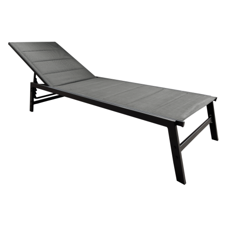Şezlong de grădină poziţionabil, negru/gri, LOPEZ [1]