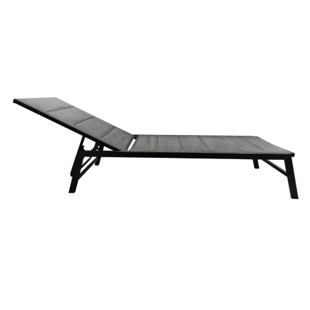 Şezlong de grădină poziţionabil, negru/gri, LOPEZ [4]