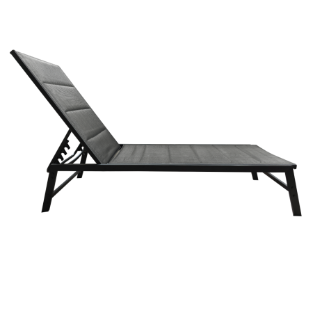 Şezlong de grădină poziţionabil, negru/gri, LOPEZ [2]