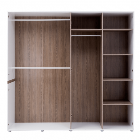 Dulap/dresing cu oglinzi, alb/stejar sonoma inchis /alb lucios , 218,5x59x218,5cm [2]