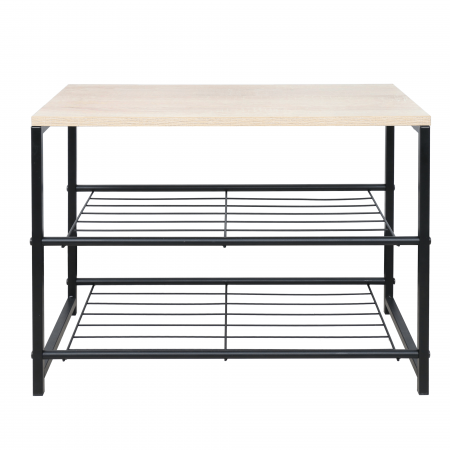 Suport pentru pantofi, 2 rânduri, negru/natural, TADEO [2]