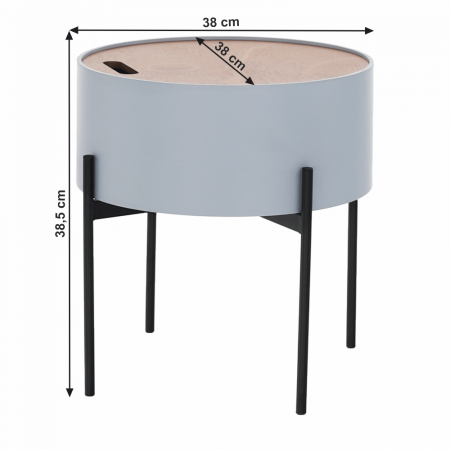 Taburet cu spaţiu de depozitare, gri/natural/negru, MOSAI [21]