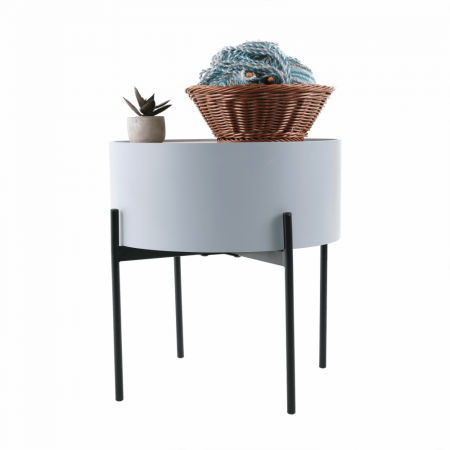 Taburet cu spaţiu de depozitare, gri/natural/negru, MOSAI [23]