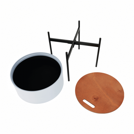 Taburet cu spaţiu de depozitare, gri/natural/negru, MOSAI [10]