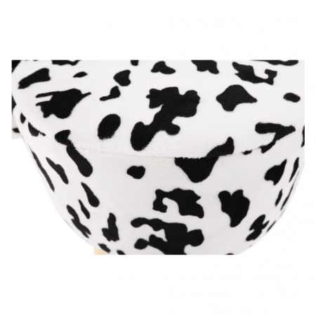 Taburet în formă de văcuţă, catifea Velvet alb/negru/natural, MOLLY [2]
