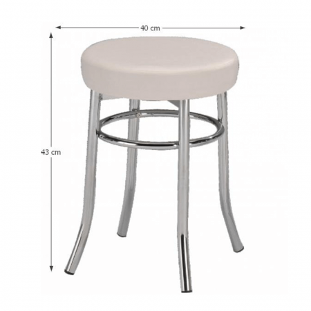 Taburet, piele ecologică albă/crom, IRENA [2]