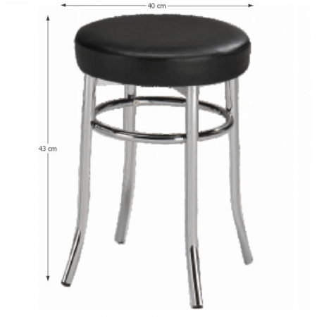 Taburet, piele ecologică neagră/crom, IRENA [2]