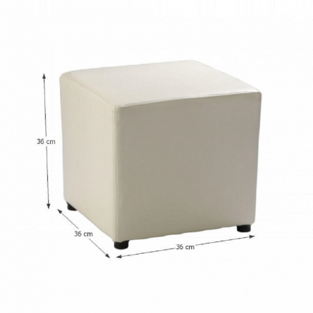 Taburet, piele textilă albă, NIKI NEW [1]