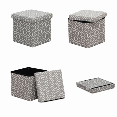 Taburet pliabil, material gri/model alb, MARLO [5]