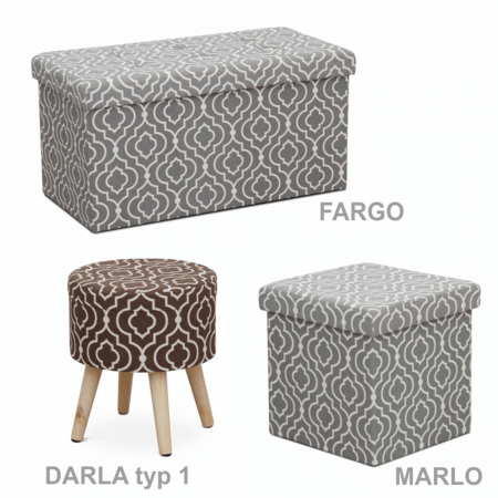 Taburet pliabil, material gri/model alb, MARLO [3]