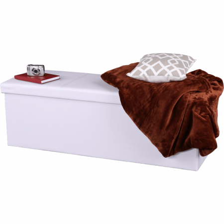 Taburet pliabil, piele eco alb, ZAMIRA [4]