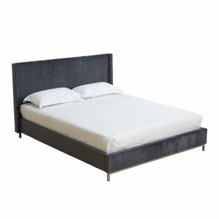 Oferta Saptamanii ! Pat de dormitor tapitat, stofa gri ,cu suport de saltea inclus  ,Bortis Impex [1]