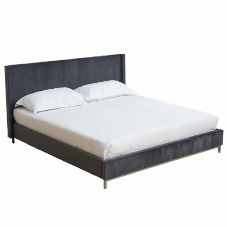Pat de dormitor tapitat, stofa gri ,cu suport de saltea inclus , 200x180 cm ,Bortis Impex [0]