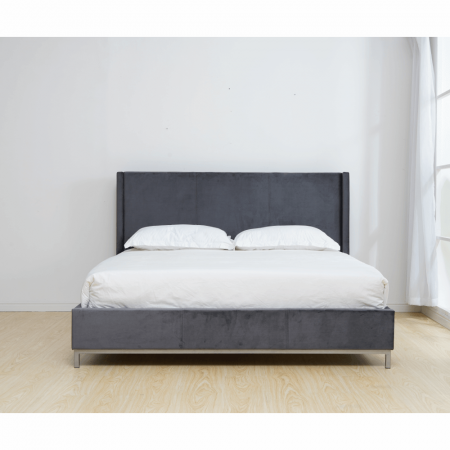 Pat de dormitor tapitat, stofa gri ,cu suport de saltea inclus , 200x180 cm ,Bortis Impex [5]