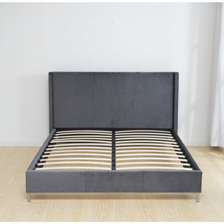 Pat de dormitor tapitat, stofa gri ,cu suport de saltea inclus , 200x180 cm ,Bortis Impex [9]