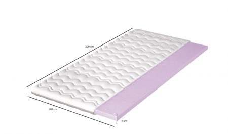 Topper saltea din spuma de 5 cm, 140x200 cm, husa lavabila si detasabila, Bortis Impex [1]