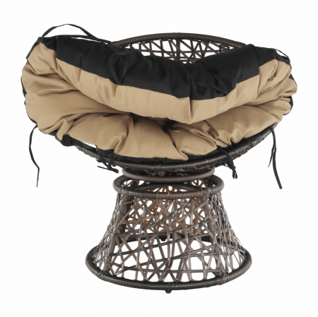 Fotoliu rotativ cu perna de gradina sau terasa, maro/negru/bej ,cadru otel-ratan sintetic [6]